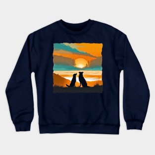 Best Friend Dogs Vintage Sunset Crewneck Sweatshirt